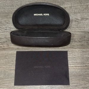 Michael Kors sunglasses case dark brown with cleaning wipe luxury